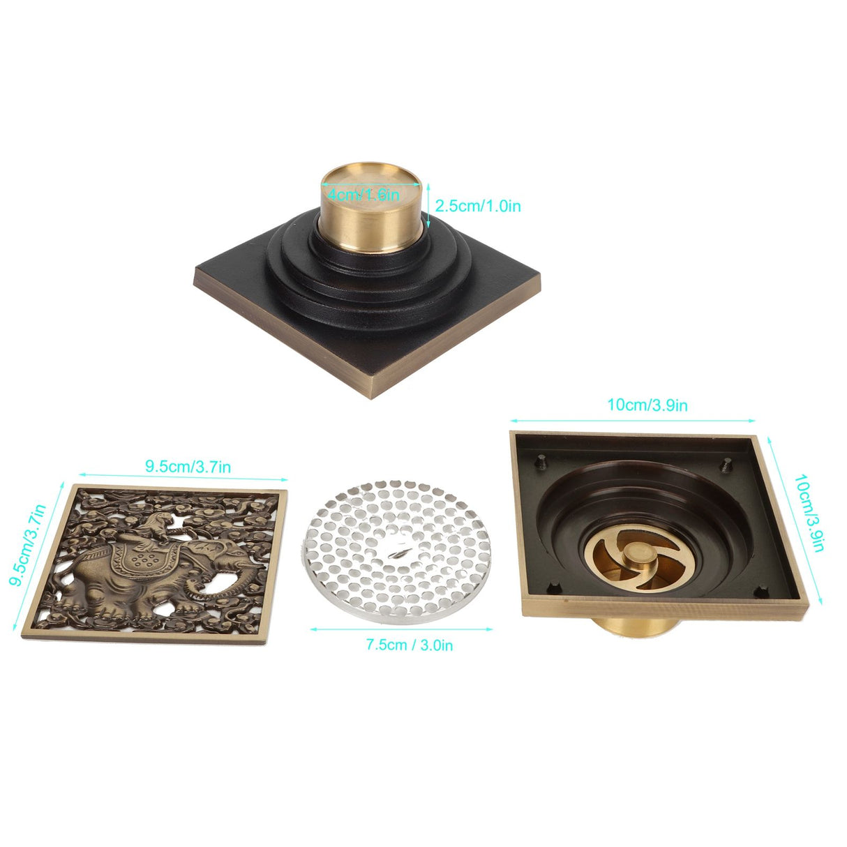 Floor Drain Antique Full Copper Shower Drain Kit for Kitchen Bathroom Toilet Hotel