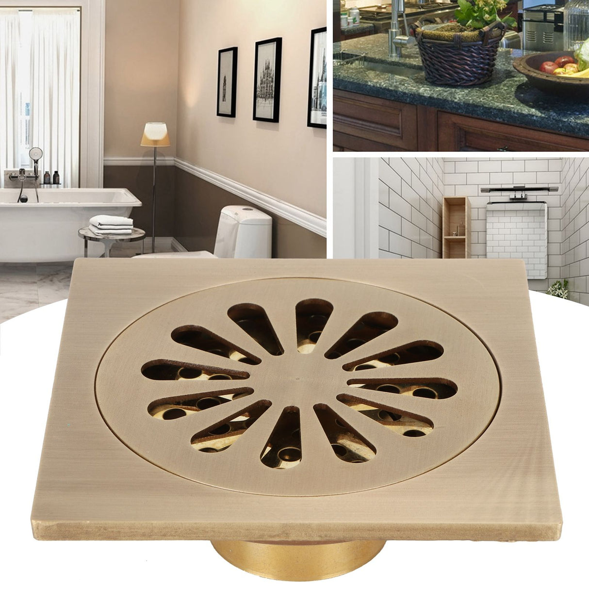 Floor Drain Set European Style Antique Copper Shower Drain Bathroom Toilet Accessory