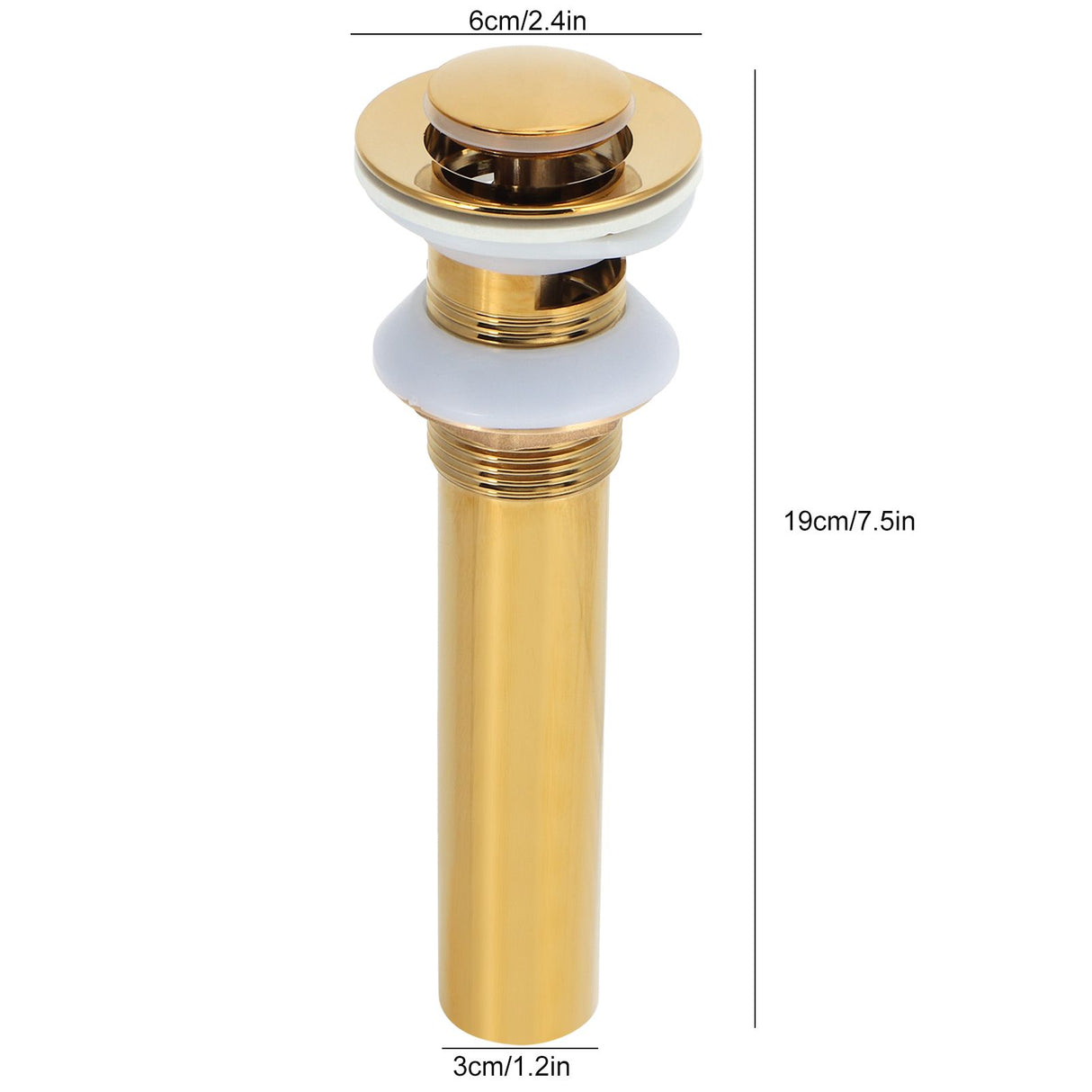 Gold Sink Drain without Overflow Anti Clog Bathroom Faucet Wash Basin Drain Stopperwith Hole