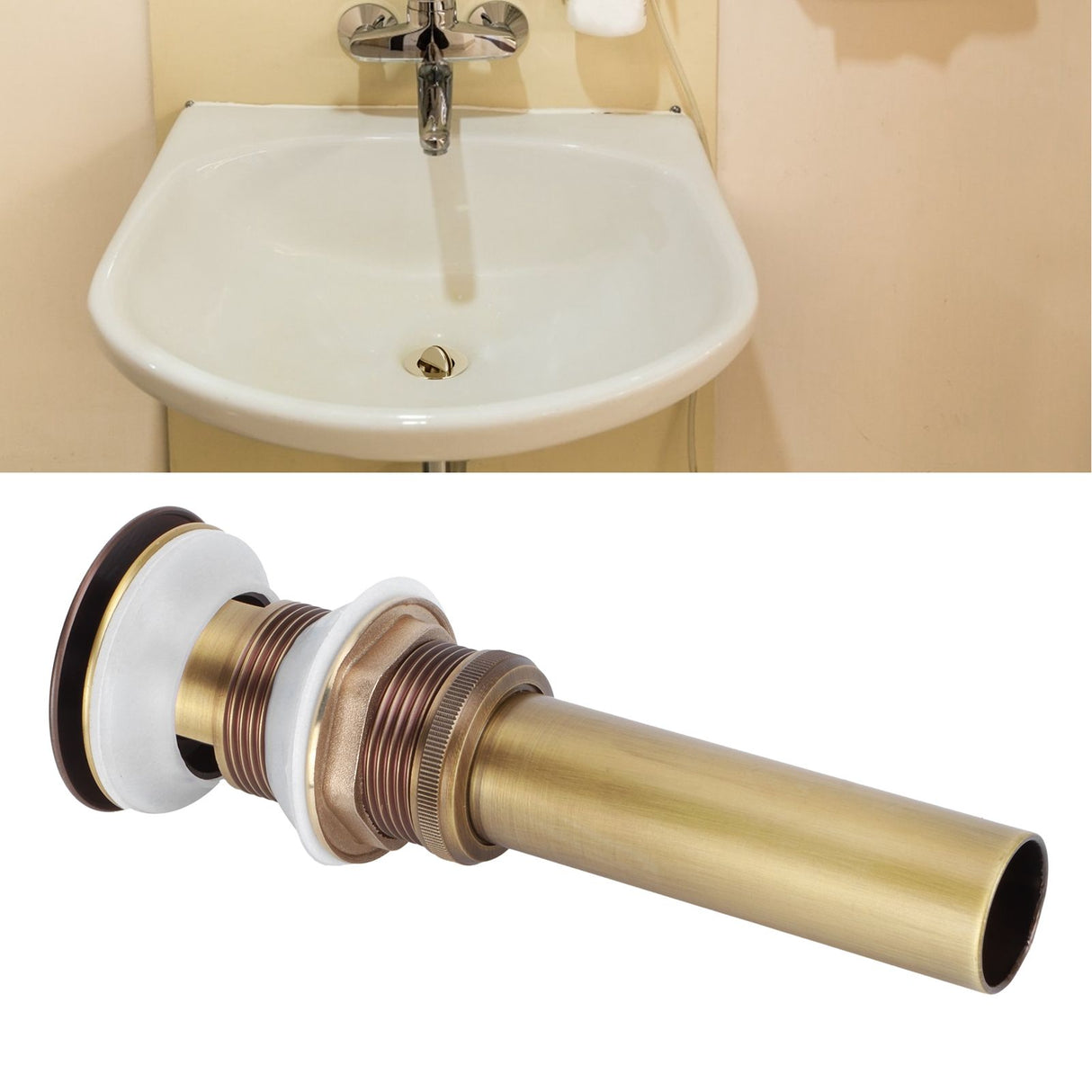 Brass Popup Drain Stopper Bathroom Basin Sink Draining Without Overflow AccessoryAntique Big Bouncing with Hole