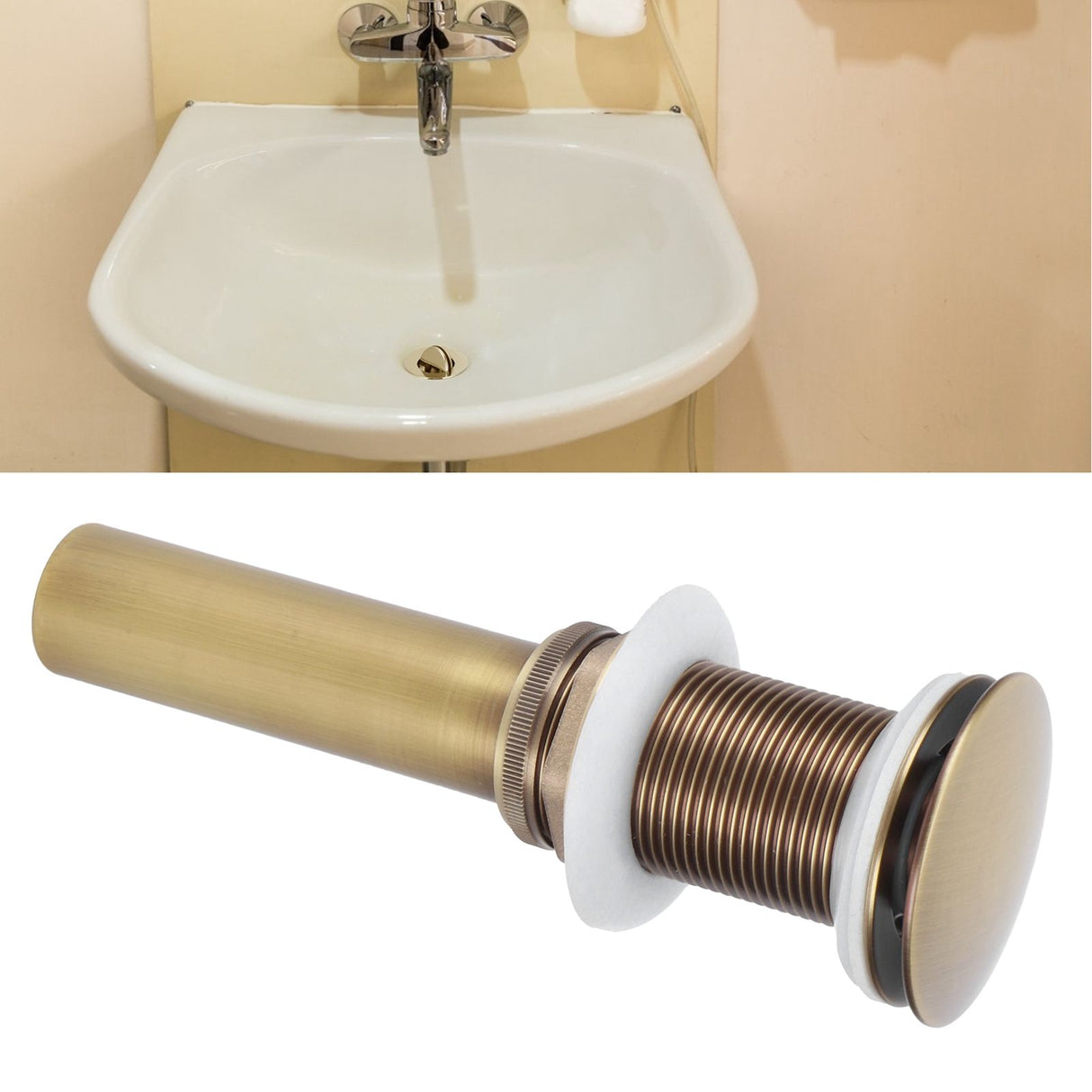 Brass Popup Drain Stopper Bathroom Basin Sink Draining Without Overflow AccessoryAntique Big Bouncing Without Hole