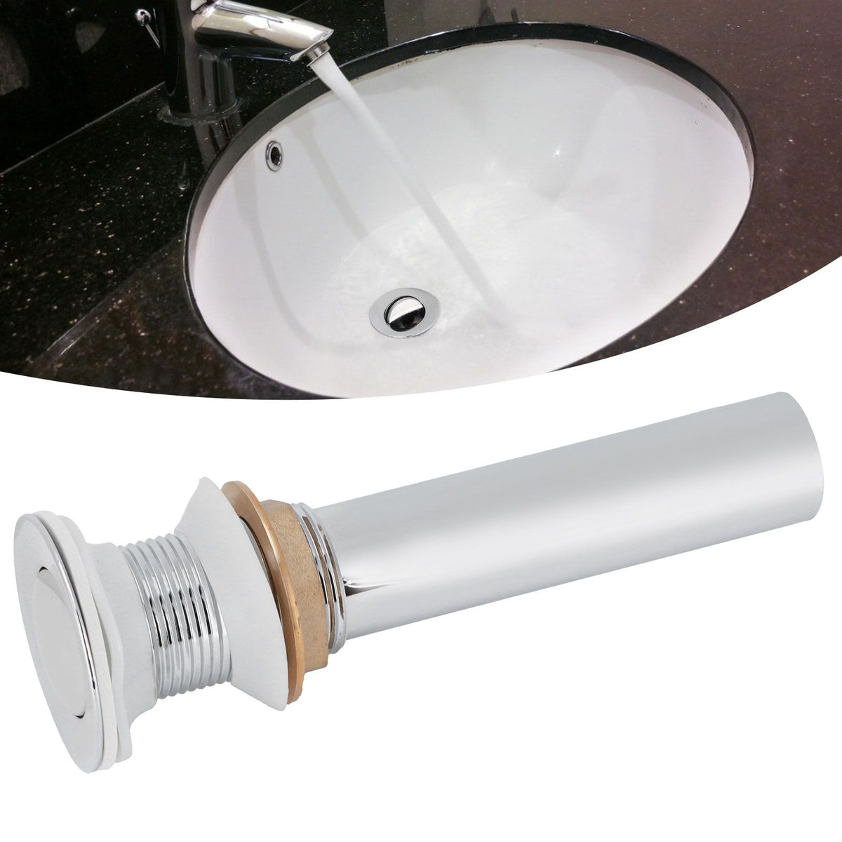 Bathroom Sink Drain Anti Clog Basin Popup Bounce Draining Stopper with Protective CoverWithout Overflow Hole