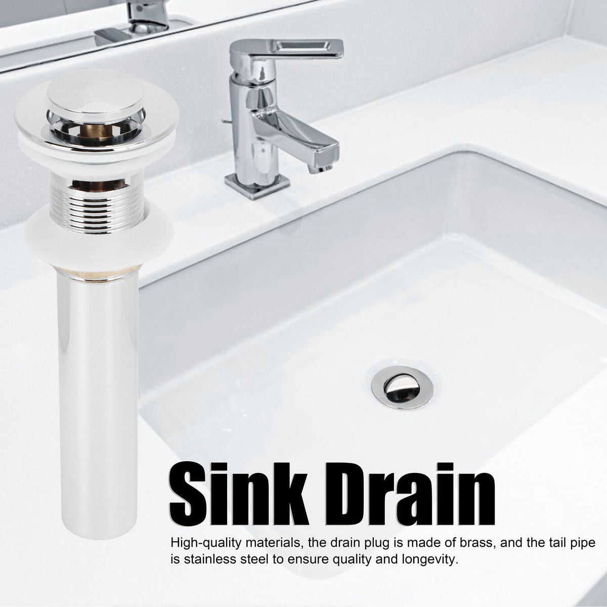 Basin Drain Sink Drain Stopper Electroplating Popup Drainer NonOverflow Bathroom Hardware(Electroplating Popup with Hole )