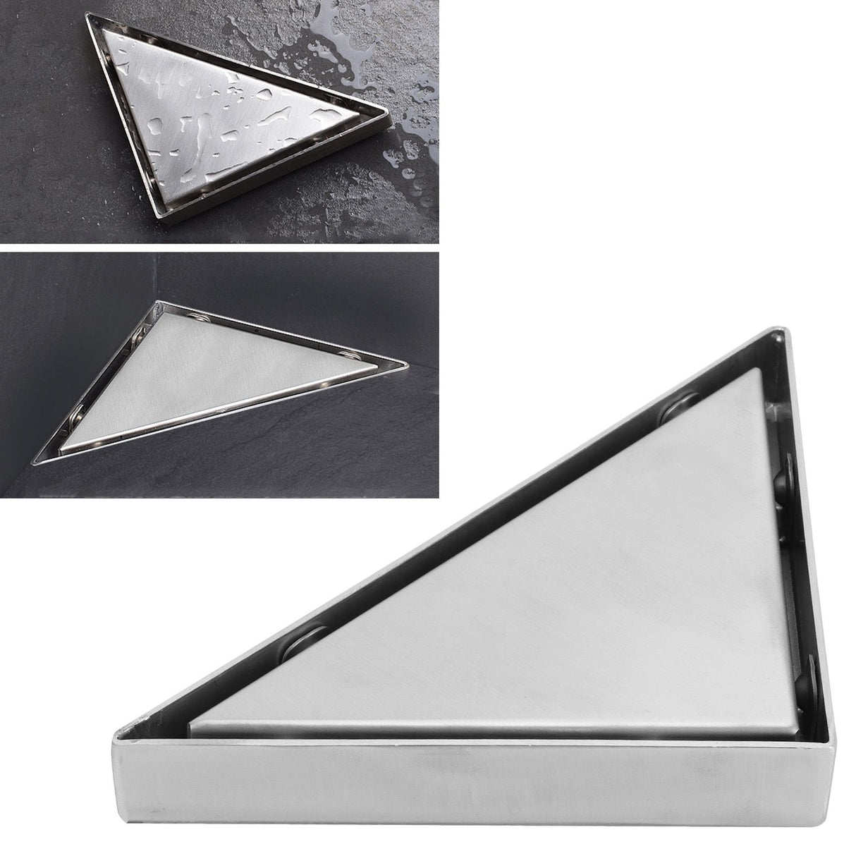 Floor Drain Set 304 Stainless Steel Triangular Corner Drain for Shower Room Bathroom