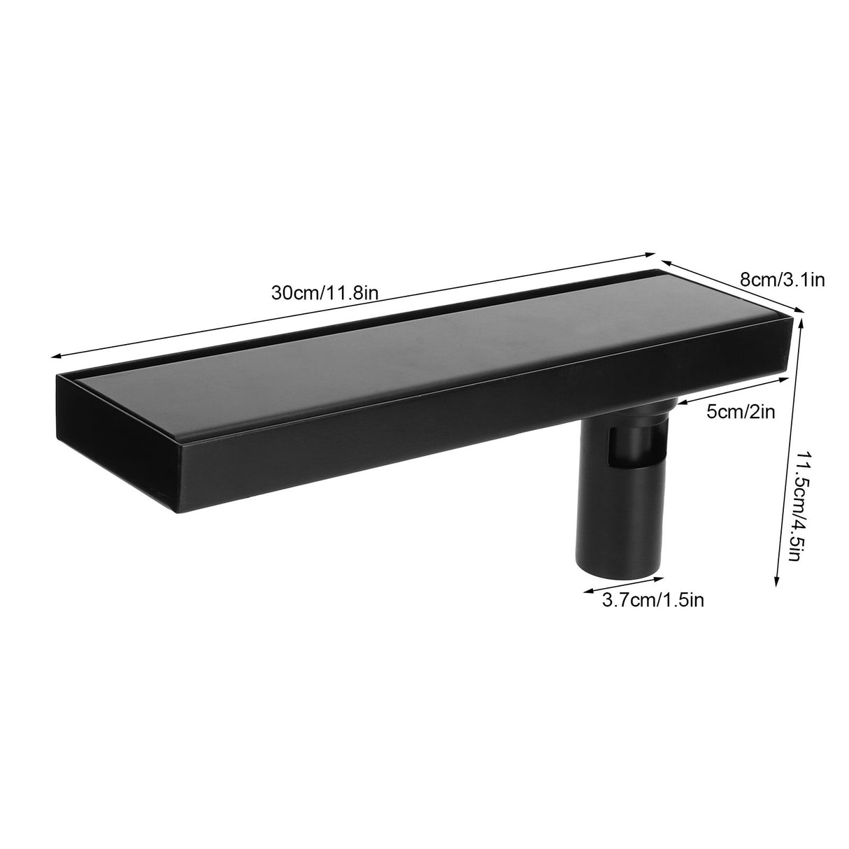 30cm Floor Drain 304 Stainless Steel Matte Black Linear Floor Concealed Drainer with Removable Cover