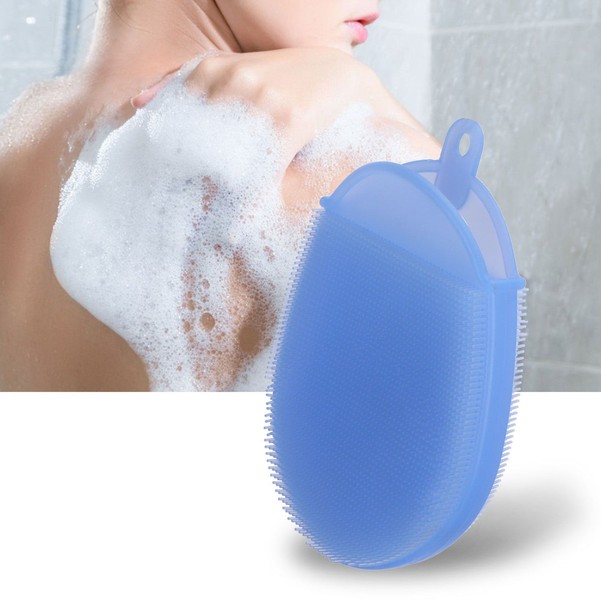 Silicone Dishwashing Brush Bath Body Face Cleansing Brush Kitchen Bathroom Cleaning ToolsBlue