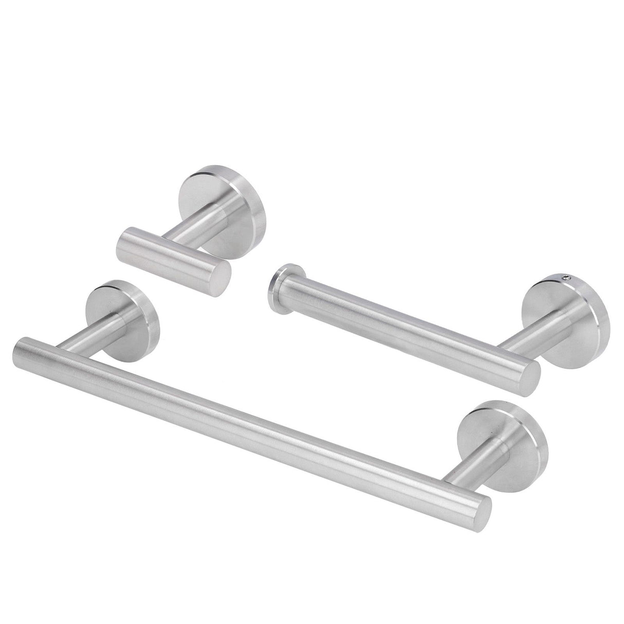 Stainless Steel Towel Rack Smoother Edges Orderly Storage Rust Proof Bathroom Towel Shelf for Wardrobe Kitchen BedroomSilver Three Piece Set