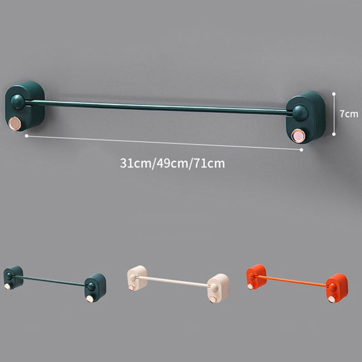 Bathroom Single Towel Rack Perforation Free Wall Mounted Towel Bar Bathroom AccessoryBlack Green Long