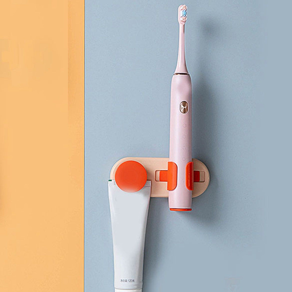 Bathroom Toothbrush Holder Multifunctional Wall Mounted Toothbrush Storage Rack for HouseholdPink Orange with Cup