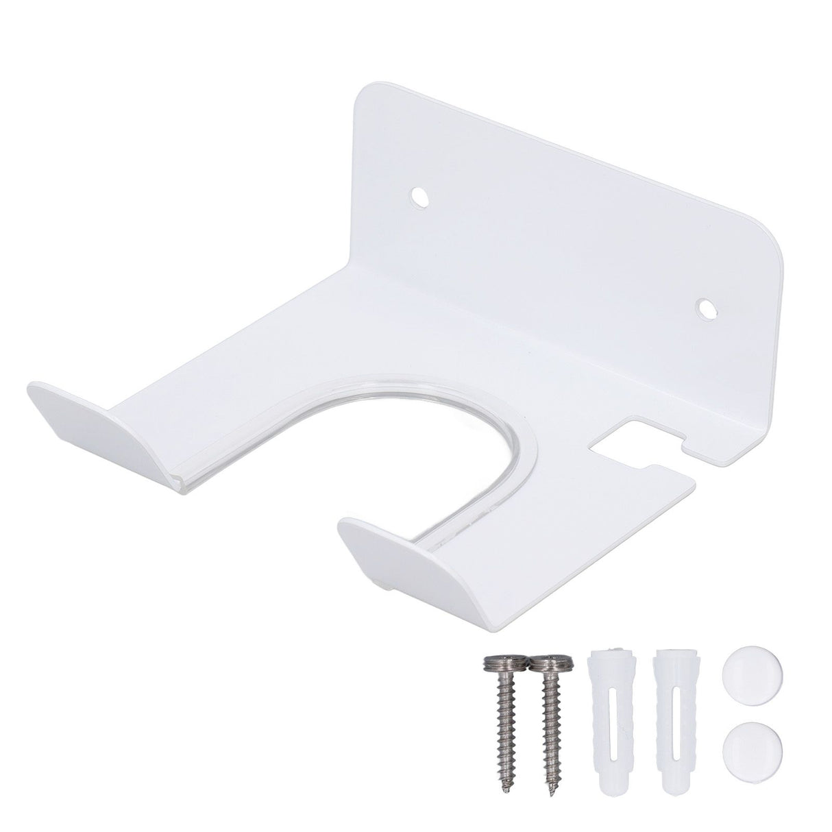 Wall Mounted Hair Dryer Holder Stainless Steel Hair Blow Dryer Rack for Home Washroom Bathroom White