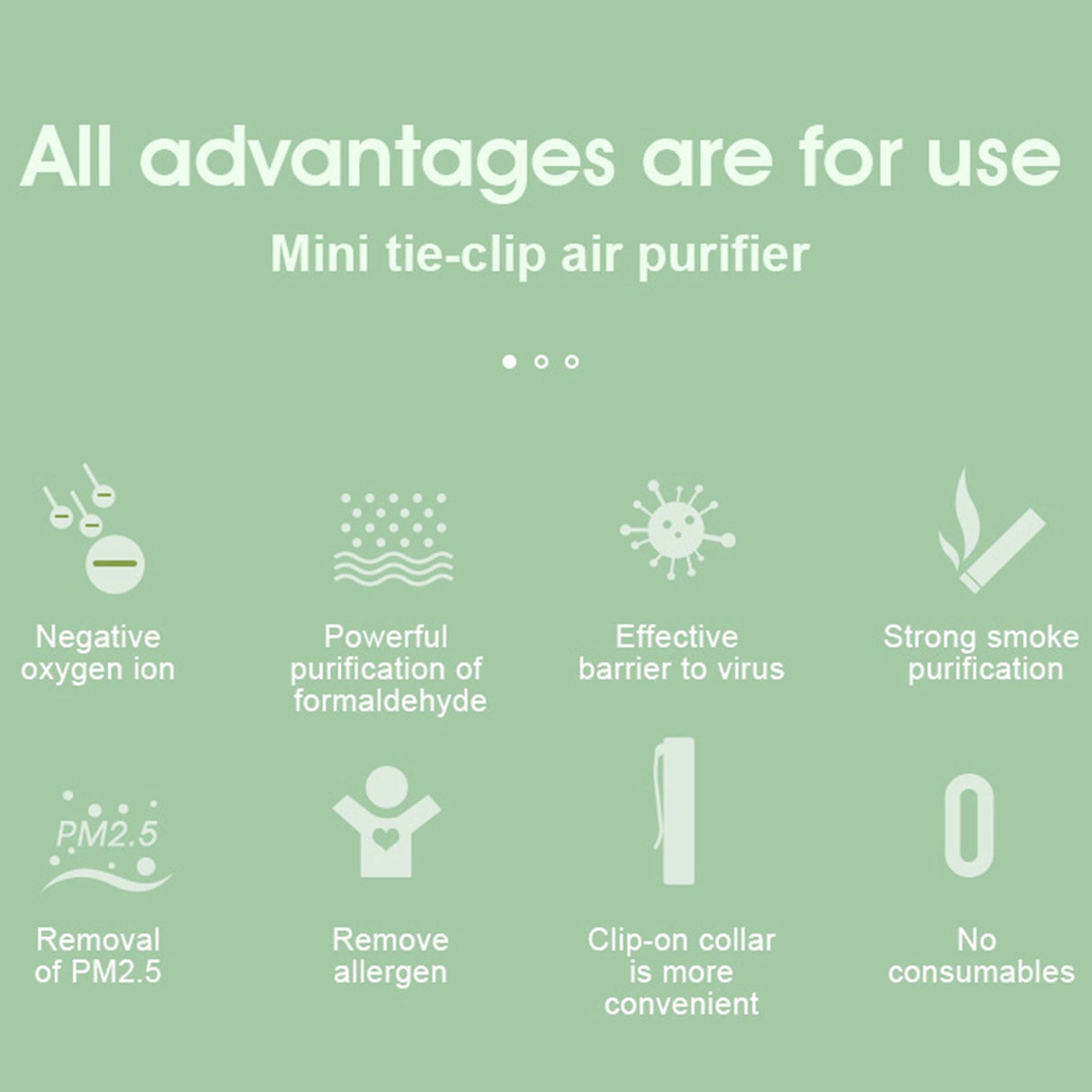 Air Purifier 8 Million Negative Ion Air Cleaner Tie Clip Portable Ion Generator USB ChargingGray