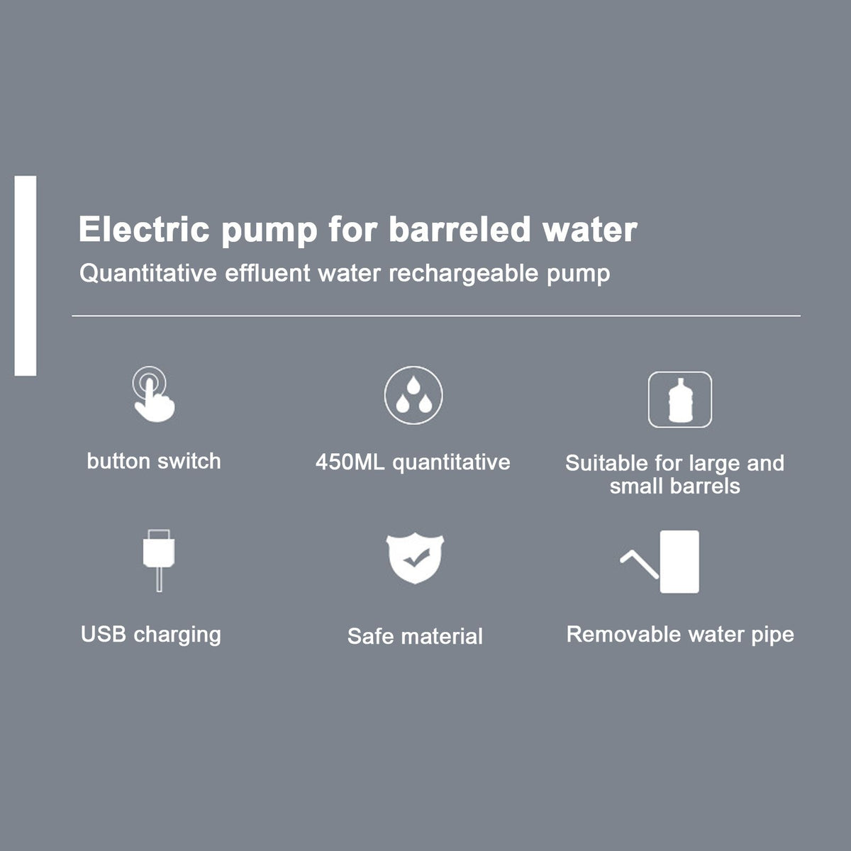 Electric Water Dispenser Portable USB Charging 450ml Quantitative for 4.5L‑18.9L Barreled Water Rabbit Shape