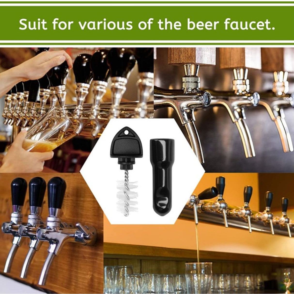 5Pcs Beer Tap Brush 5Pcs Draft Beer Faucet Cap Set Accessories for Home Bar Use