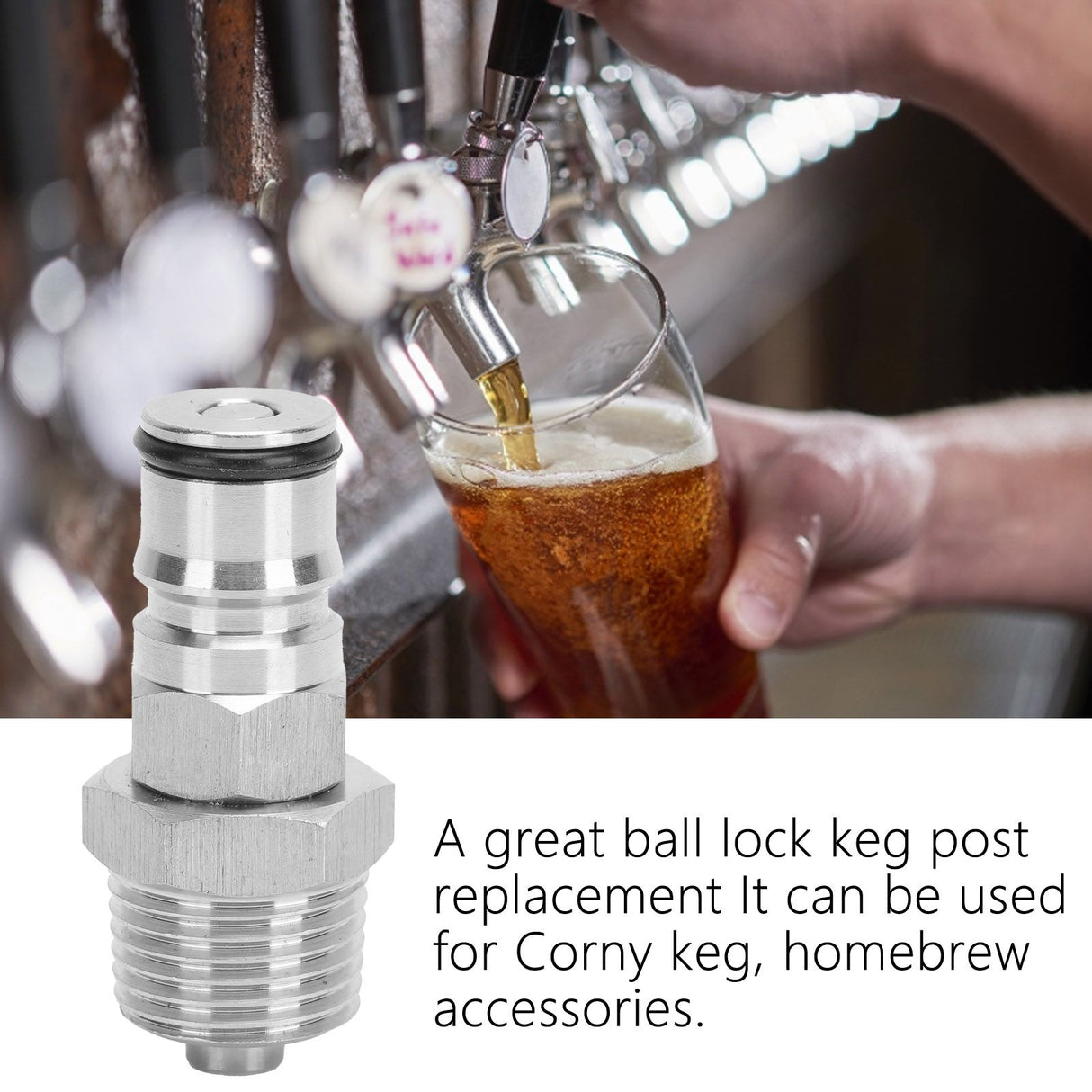 19/32‑18 Ball Lock Post with 1/2in NPT Male Thread Liquid Ball Lock Post Adapter for Corny Keg