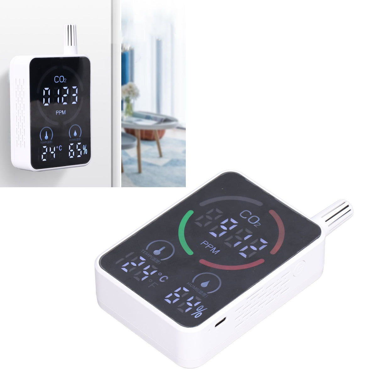 Air Quality Monitor Digital CO2 Meter Carbon Dioxide Detector Portable Temperature Humidity Tester