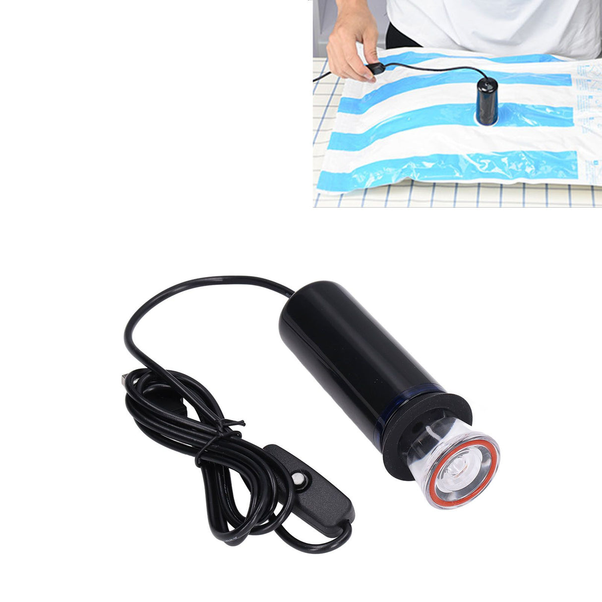 Electric Air Pump USB Powered Electric Vacuum Pump with 2 Nozzles and Storage Bag for Travel