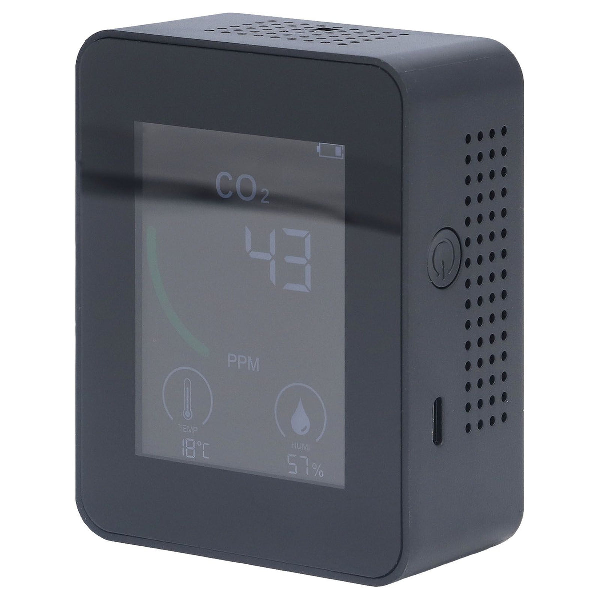 Bluetooth Carbon Dioxide Air Quality Monitor TVOC Tester 60 Day Data Storage Humidity Temperature Meter USB Power SupplyBlack
