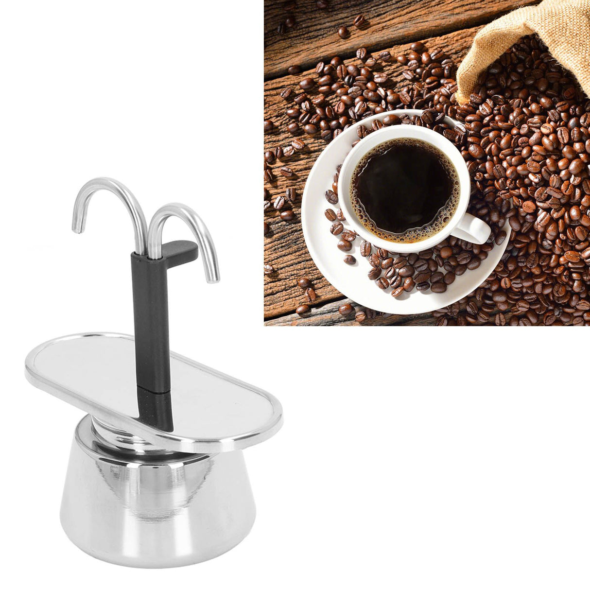Moka Pot 100ml Dual Pipe Stainless Steel Durable Food Grade Anti Scald Nonslip Thickened Strainer Widely Used Mocha Pot