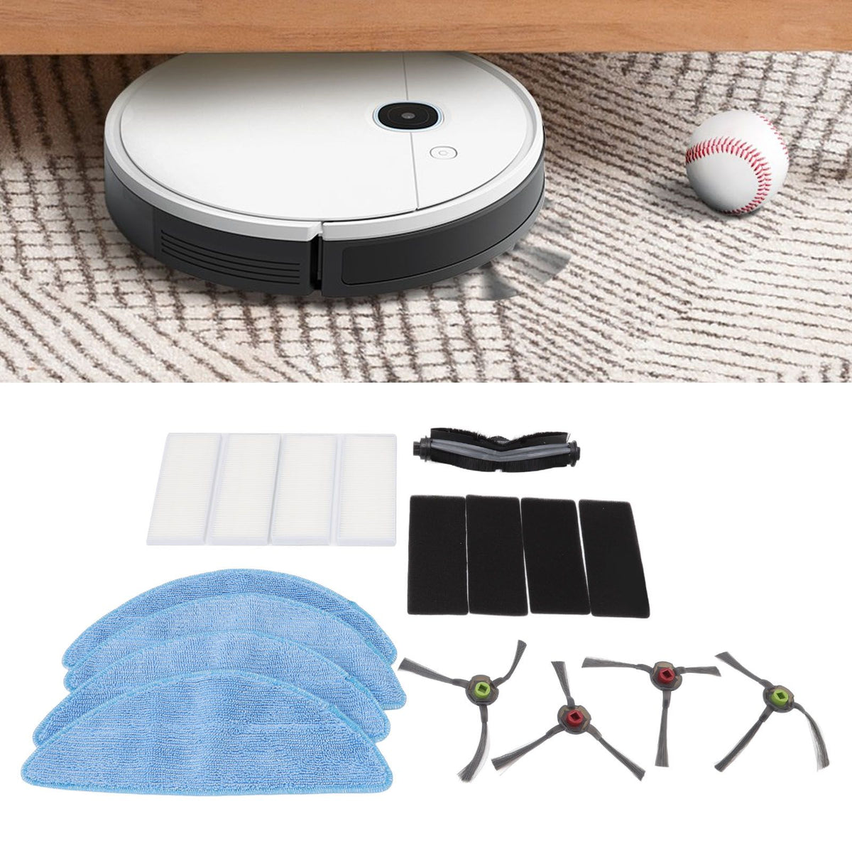 Sweeper Main Side Brush with Filter and Mopping Cloths Robot Vacuum Cleaner Replacement Set for Yeedi K600 K700 K680