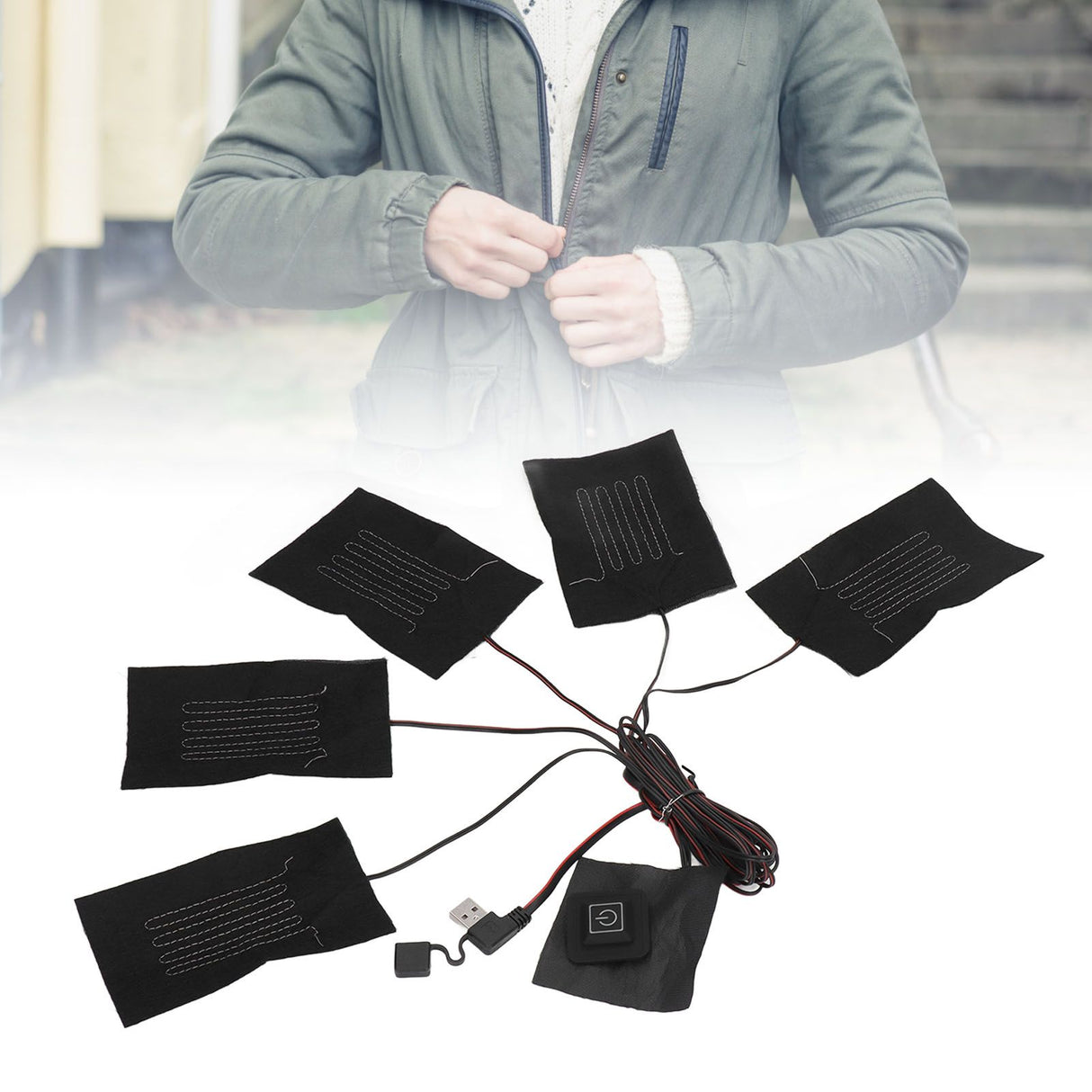 5 in 1 Electric Vest Cloth Heat Pad 3 Gears Temperature Adjustable USB Heating Pad Waterproof Composite Fiber Heater Pad