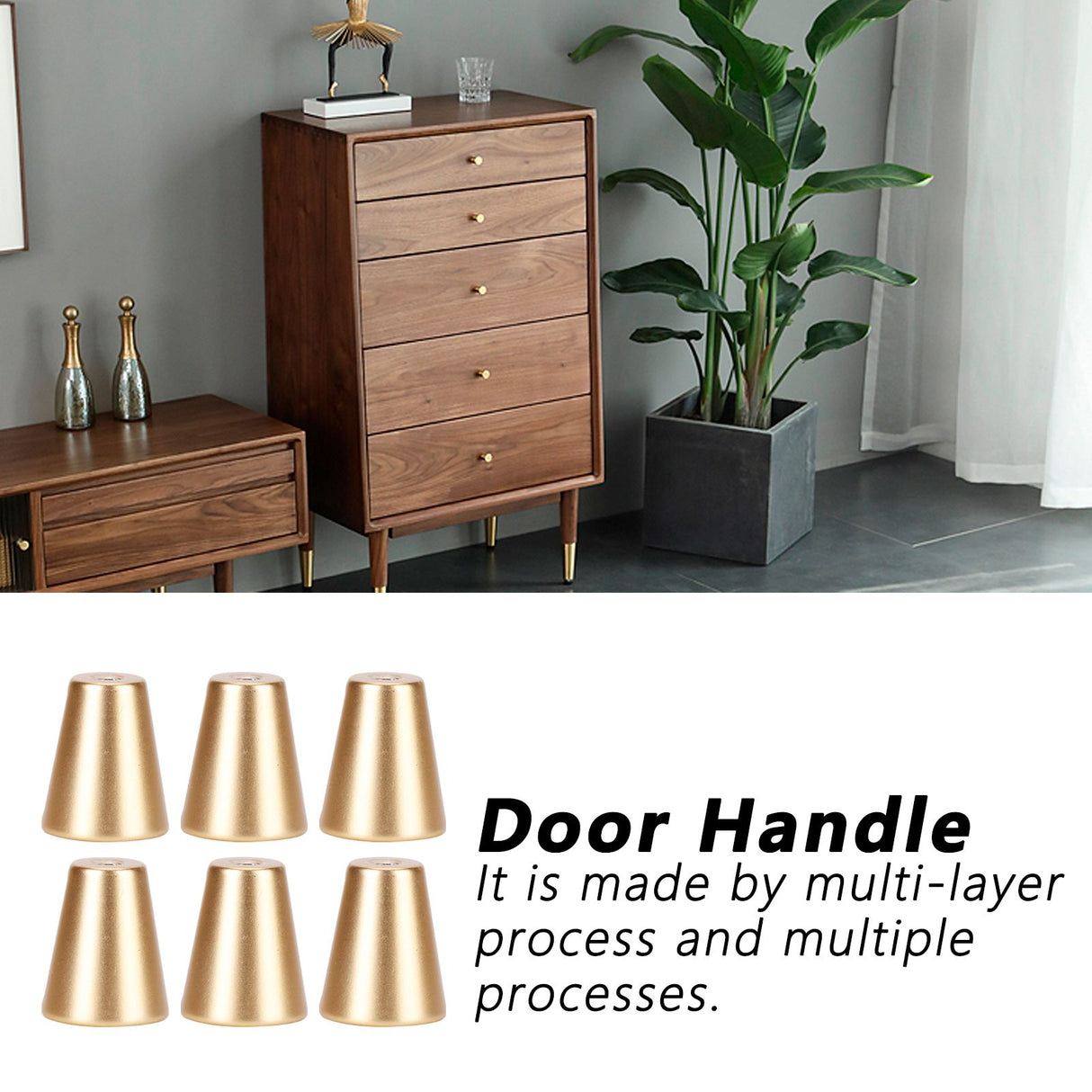 6 Sets Gold Drawer Handle Space Aluminum European Style Handle Furniture Replacement PartsRound Single Hole