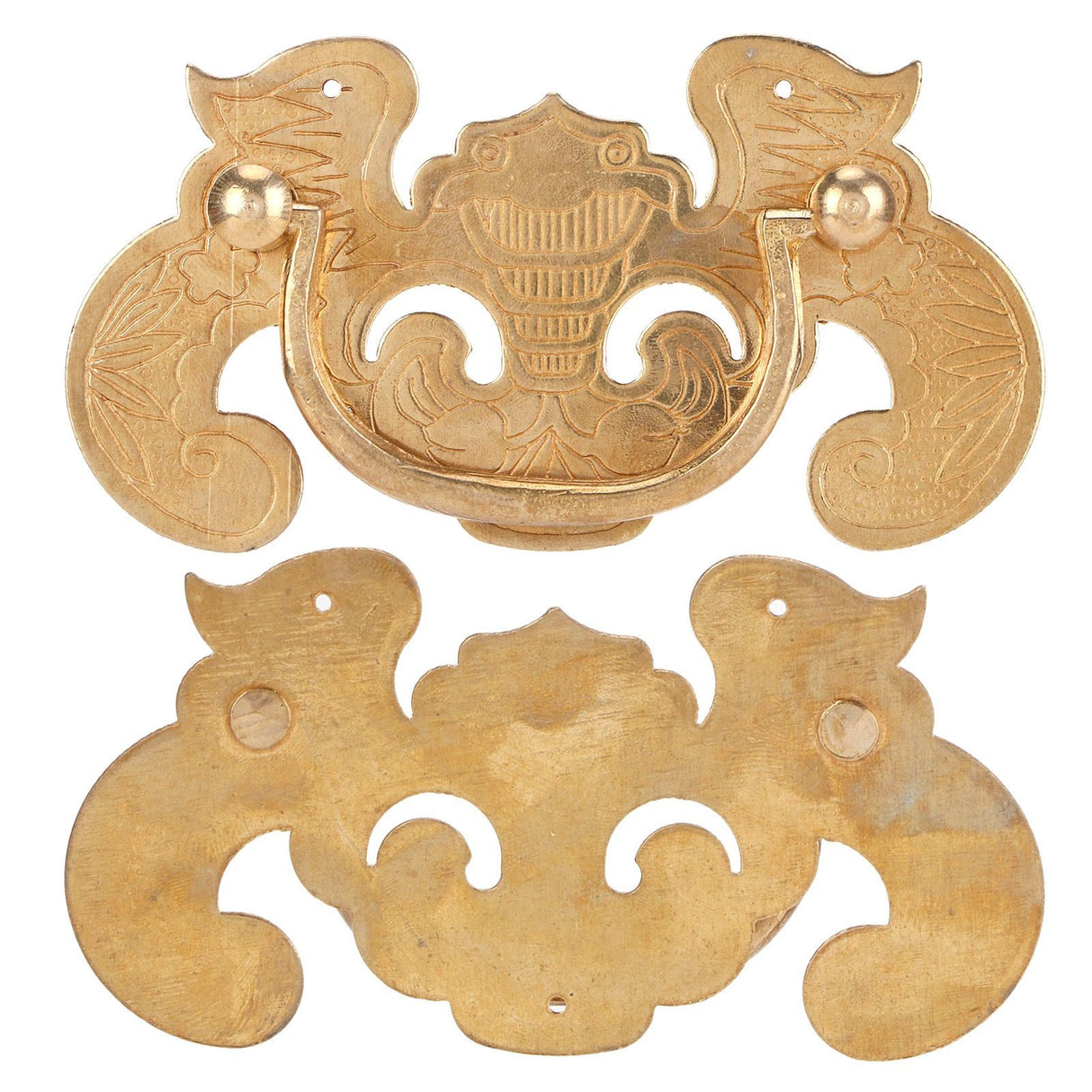 2 Sets Retro Style Handle Bat‑Shape Antique Furniture Hardware Handle for Wooden Cupboard Door