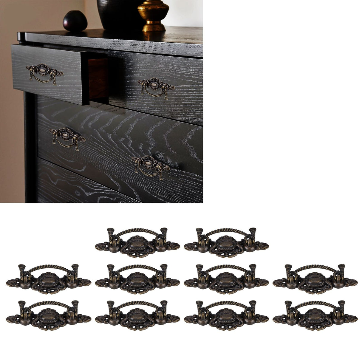 10 Sets Kitchen Drawer Cabinet Door Handle Furniture Knobs Hardware Cupboard Antique Pull Handles