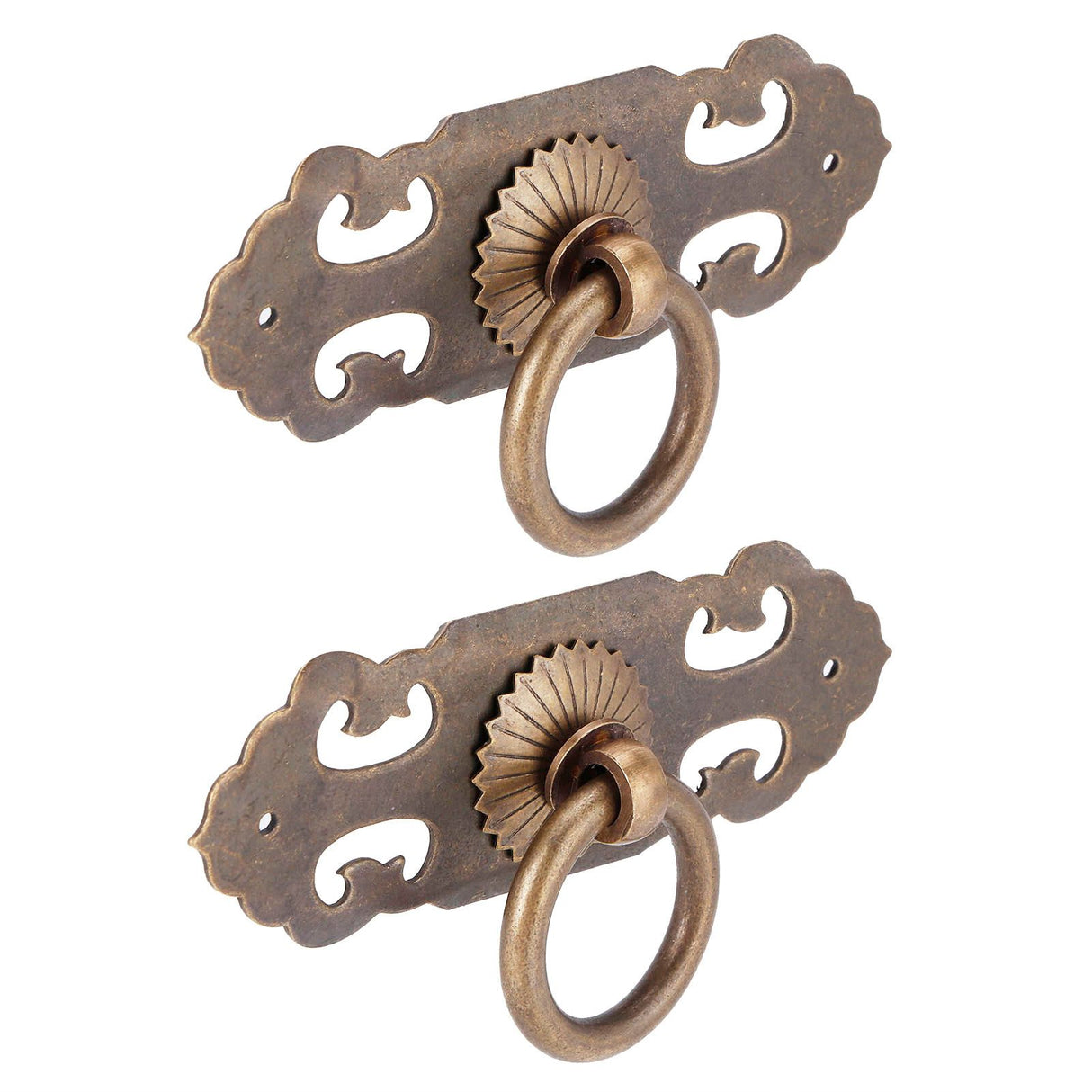 2 Sets 90mm Drawer Horizontal Handle Copper Antique Hollow Cabinet Handle Pull Furniture Parts