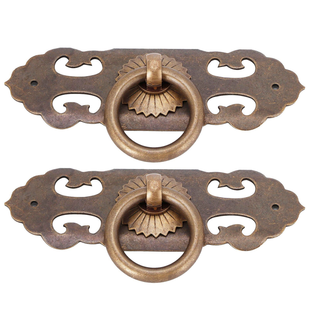 2 Sets 90mm Drawer Horizontal Handle Copper Antique Hollow Cabinet Handle Pull Furniture Parts