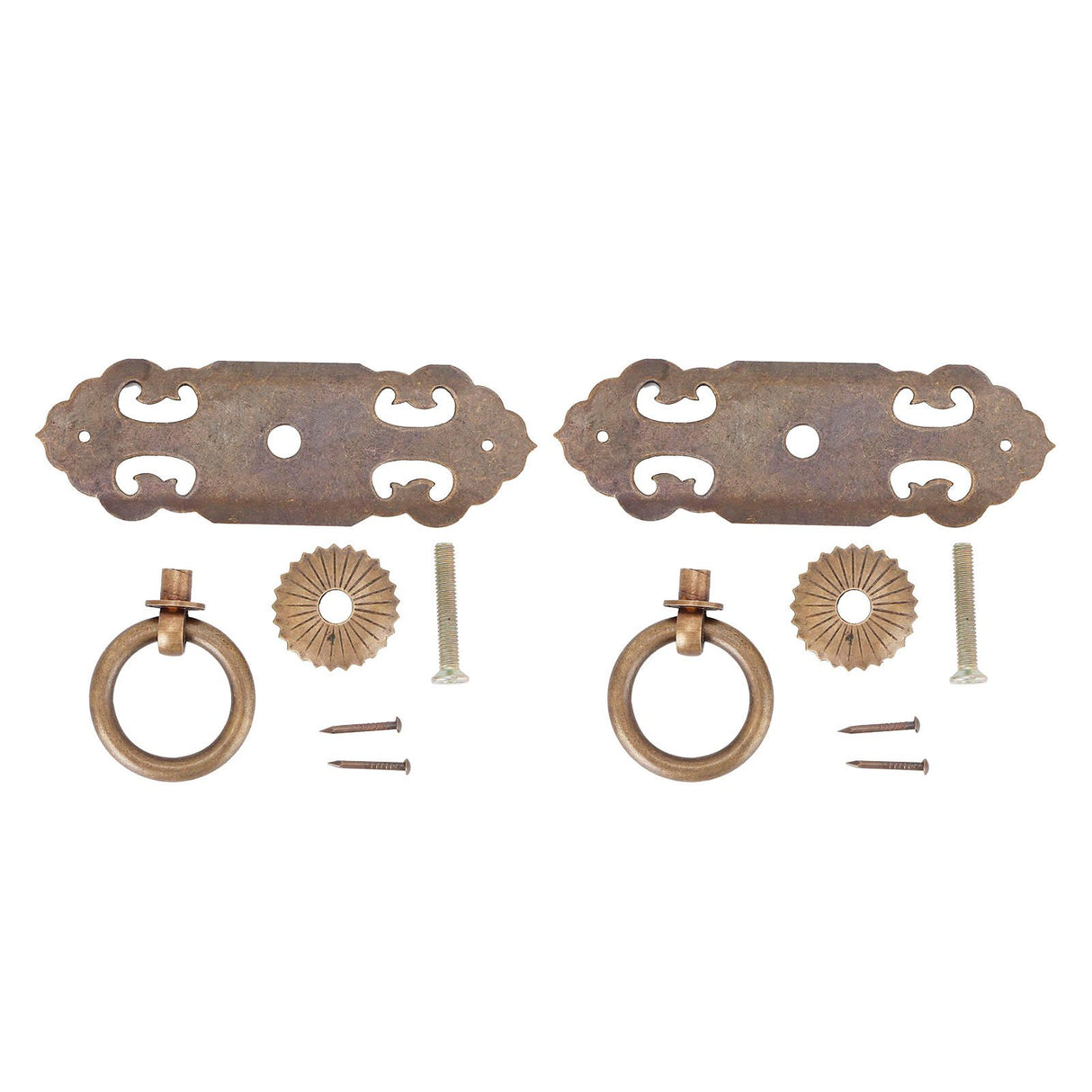 2 Sets 90mm Drawer Horizontal Handle Copper Antique Hollow Cabinet Handle Pull Furniture Parts