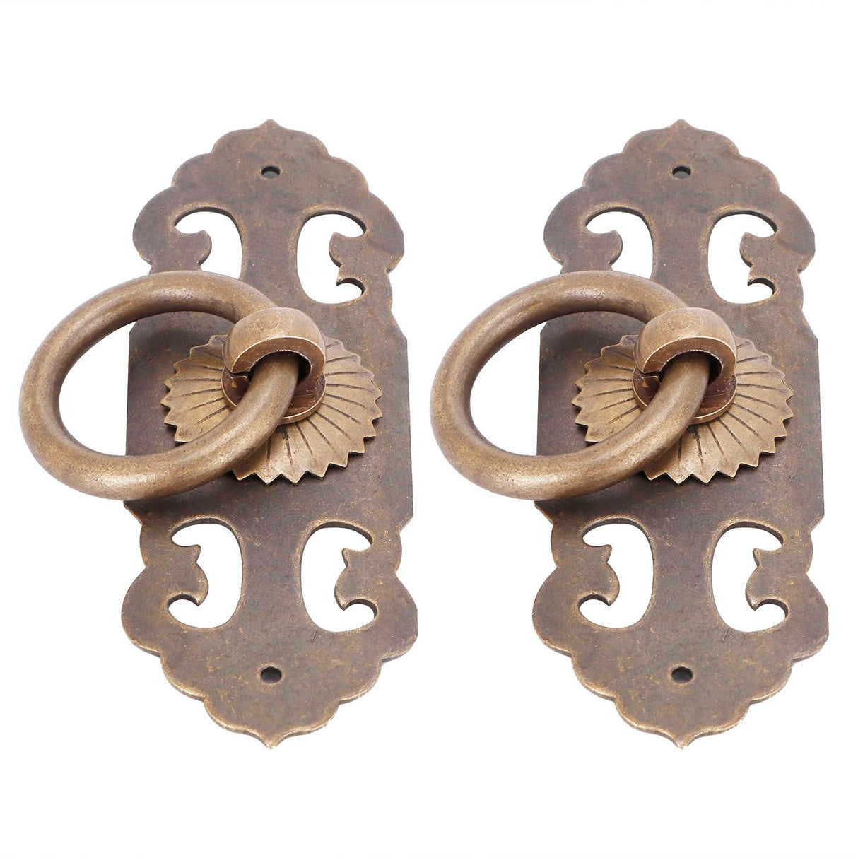 2 Sets 90mm Drawer Horizontal Handle Copper Antique Hollow Cabinet Handle Pull Furniture Parts