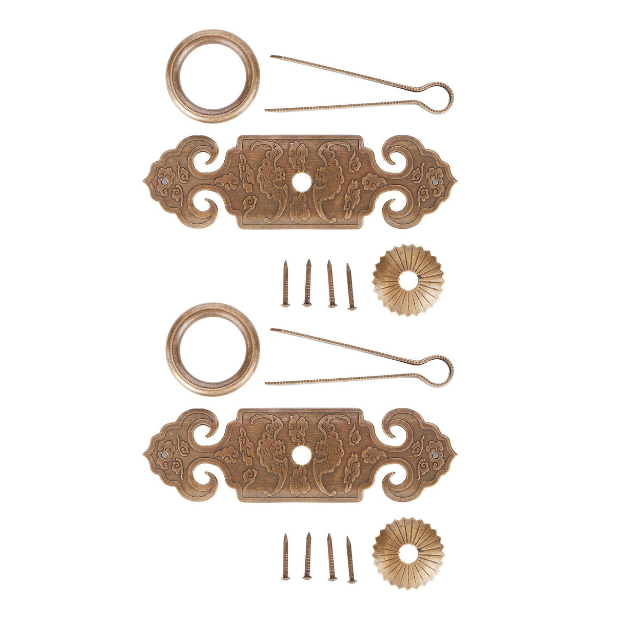 2 Sets Bat‑Shaped Handle Copper Antique Decorative Drawer Door Handle Knob for Shoe Cabinet