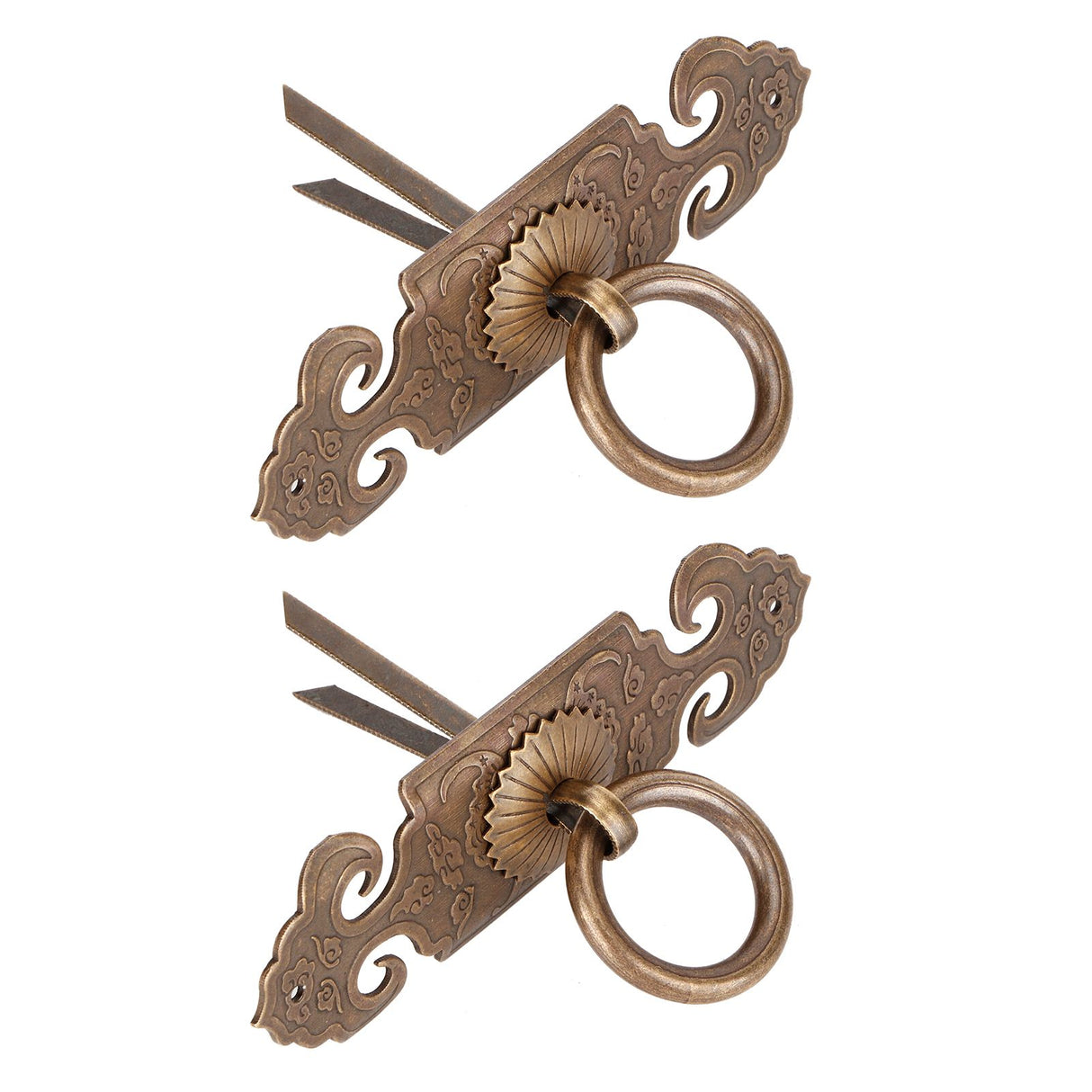2 Sets Bat‑Shaped Handle Copper Antique Decorative Drawer Door Handle Knob for Shoe Cabinet