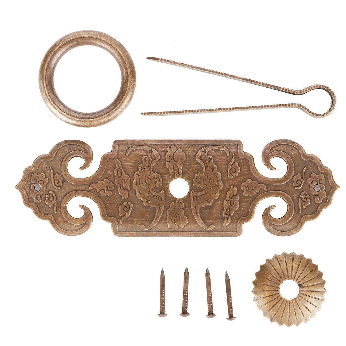 2 Sets Bat‑Shaped Handle Copper Antique Decorative Drawer Door Handle Knob for Shoe Cabinet