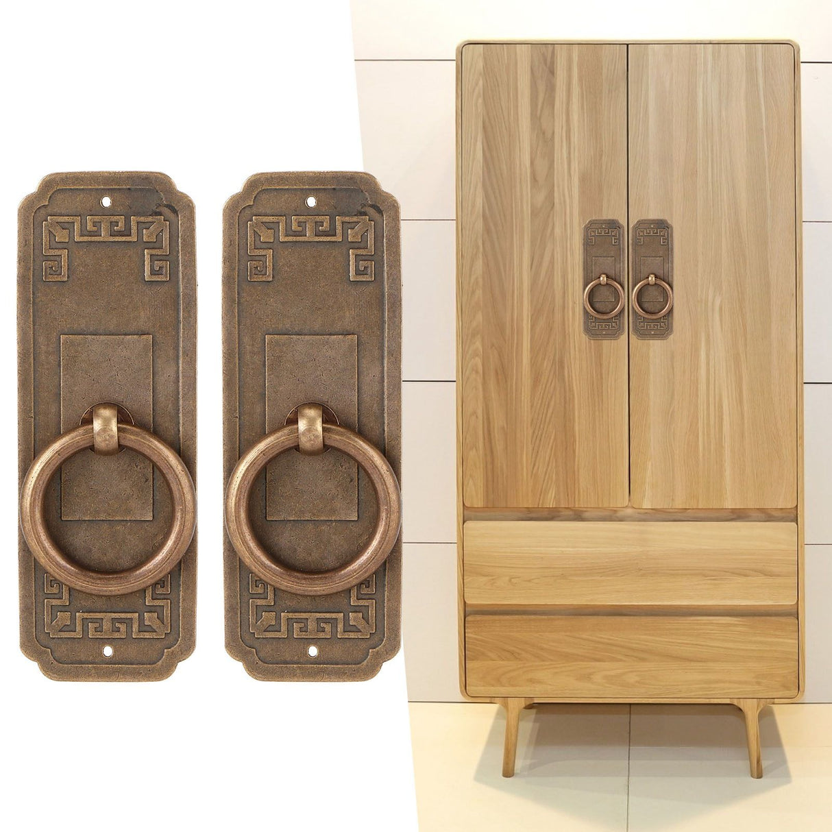 2 Sets Chinese Style Handle Single Hole Door Pull Knobs for Kitchen Cabinet Furniture Hardware10cm