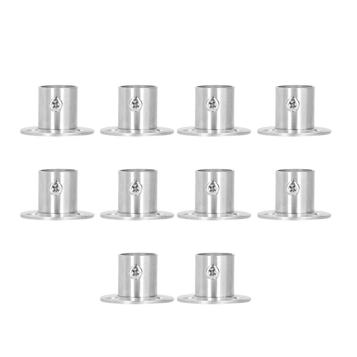 10Set Flanged Holder Base Thicken Stainless Steel Closet Rod Tube Bracket HardwaresΦ19