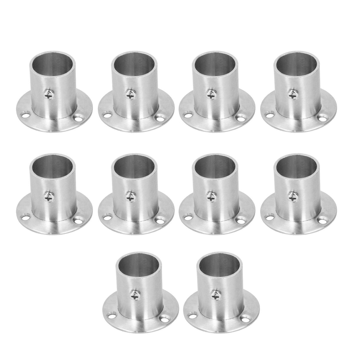 10Set Flanged Holder Base Thicken Stainless Steel Closet Rod Tube Bracket HardwaresΦ25