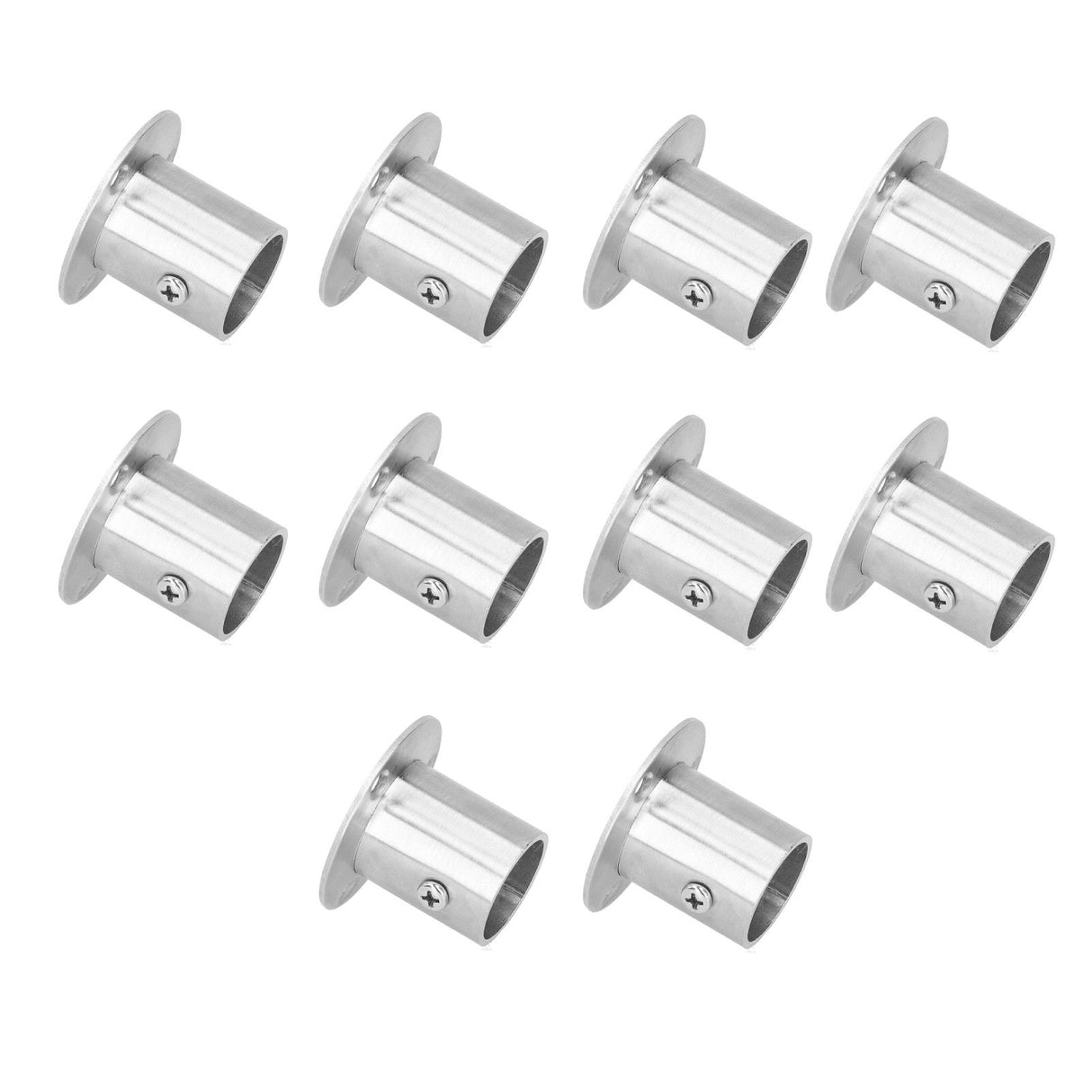 10Set Flanged Holder Base Thicken Stainless Steel Closet Rod Tube Bracket HardwaresΦ25