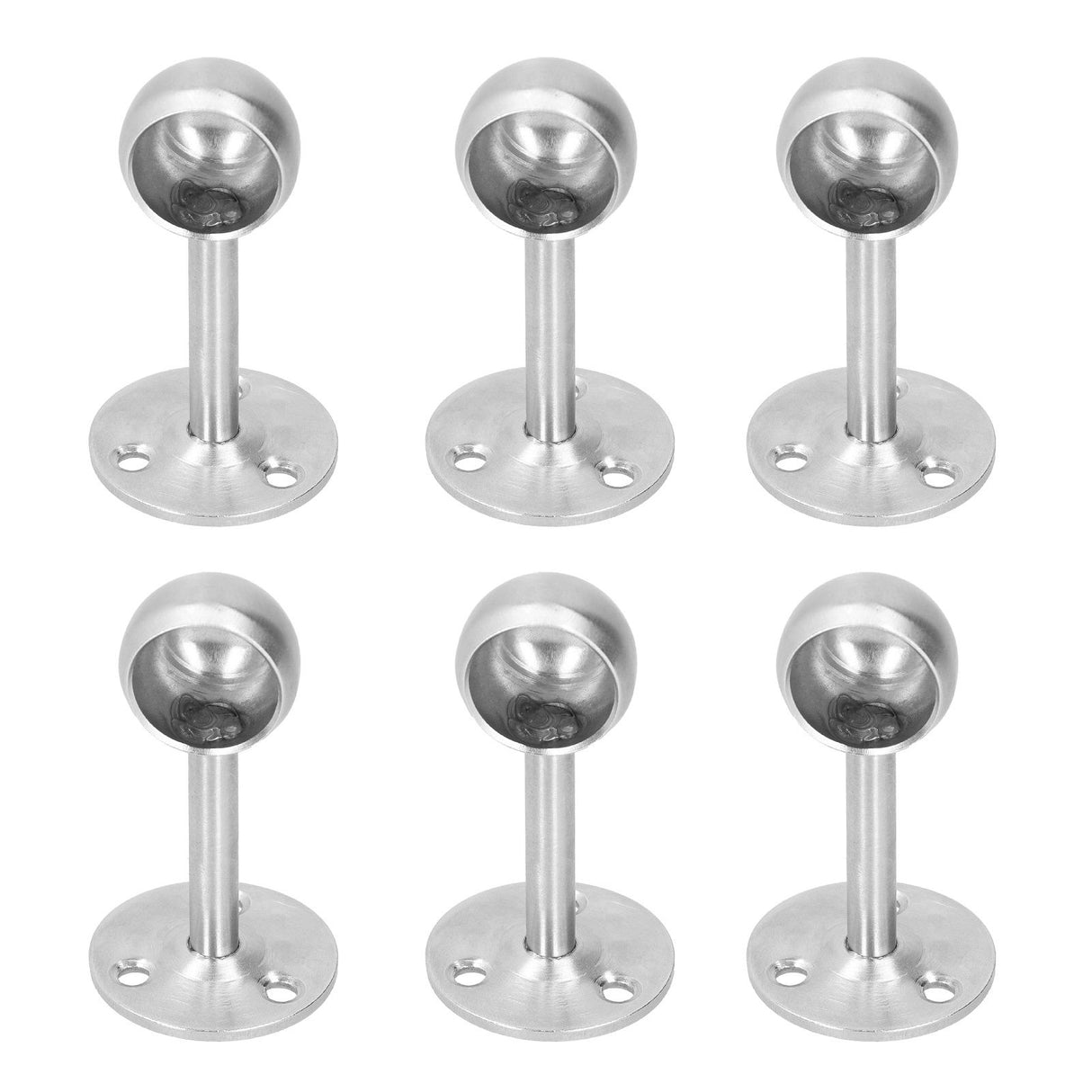 6Pcs Flanged Socket Stainless Steel Curtain Rod Brackets Wardrobe Pole Holder Hardware Fitting22 Half Pass