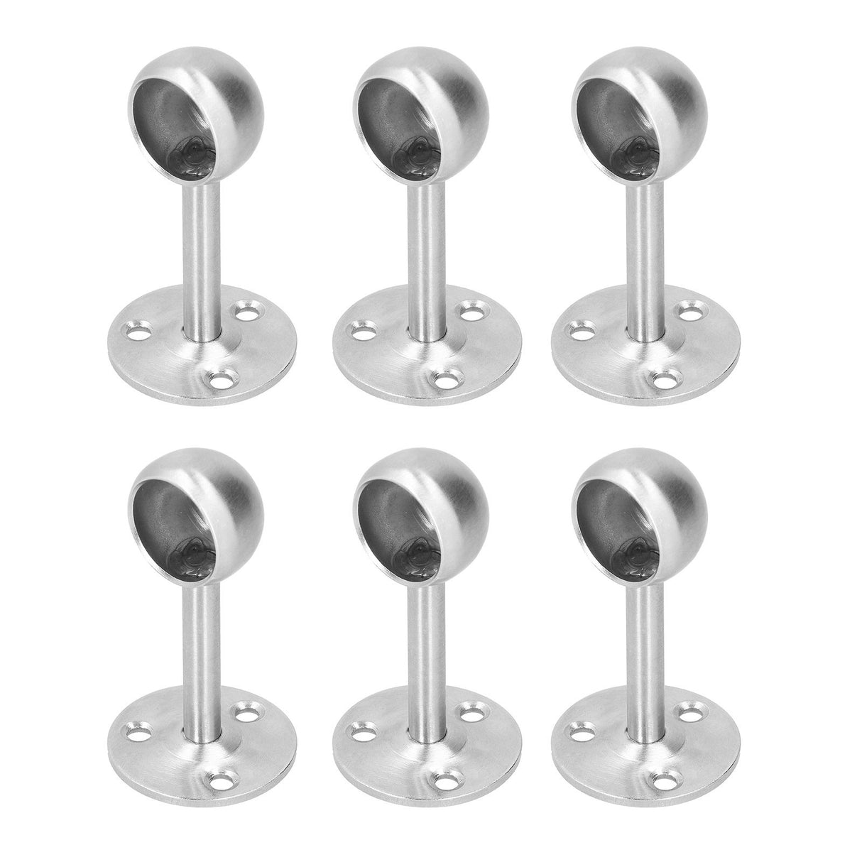 6Pcs Flanged Socket Stainless Steel Curtain Rod Brackets Wardrobe Pole Holder Hardware Fitting22 Half Pass
