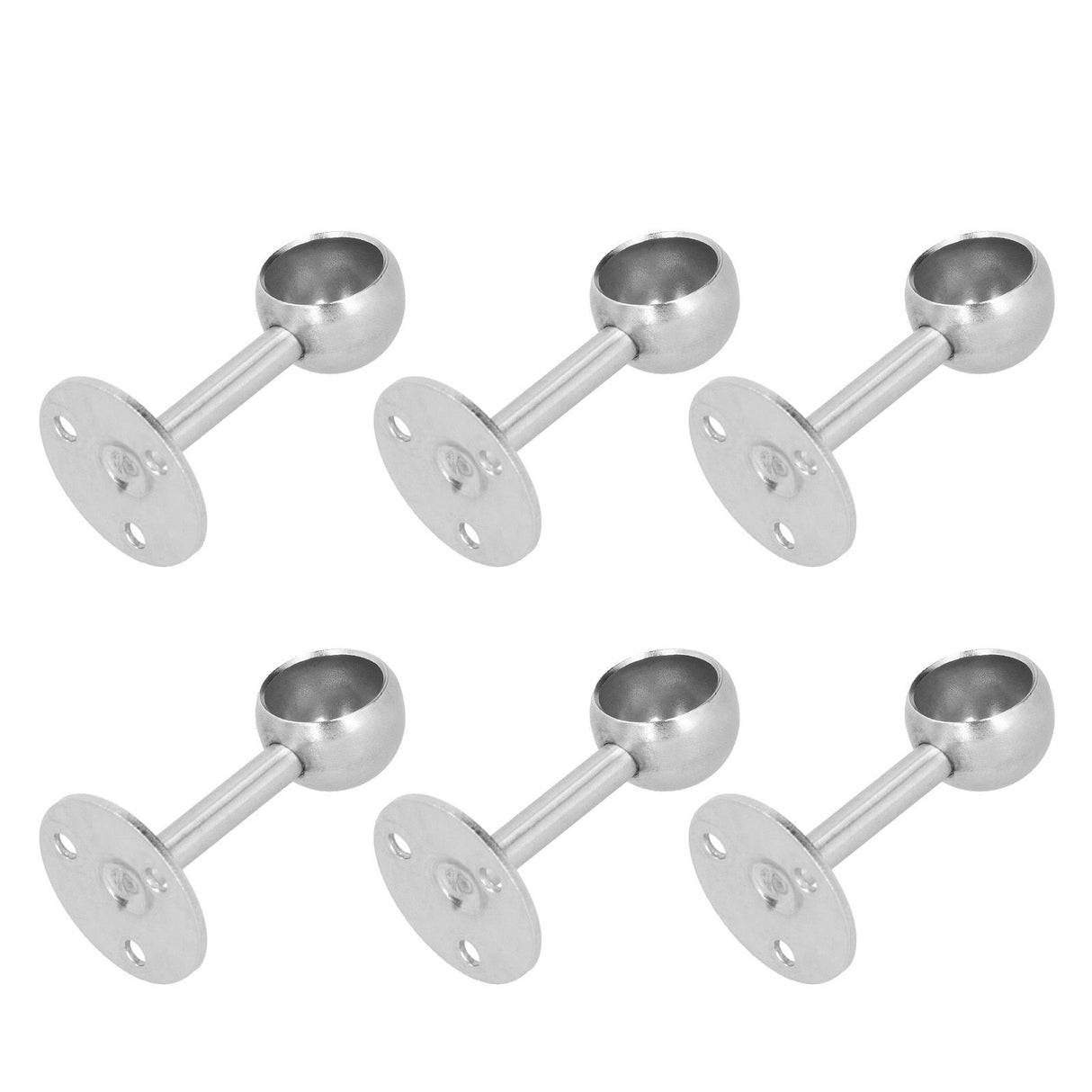 6Pcs Flanged Socket Stainless Steel Curtain Rod Brackets Wardrobe Pole Holder Hardware Fitting22 Half Pass