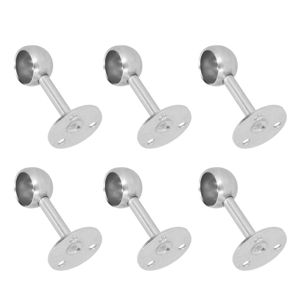 6Pcs Flanged Socket Stainless Steel Curtain Rod Brackets Wardrobe Pole Holder Hardware Fitting22 Half Pass