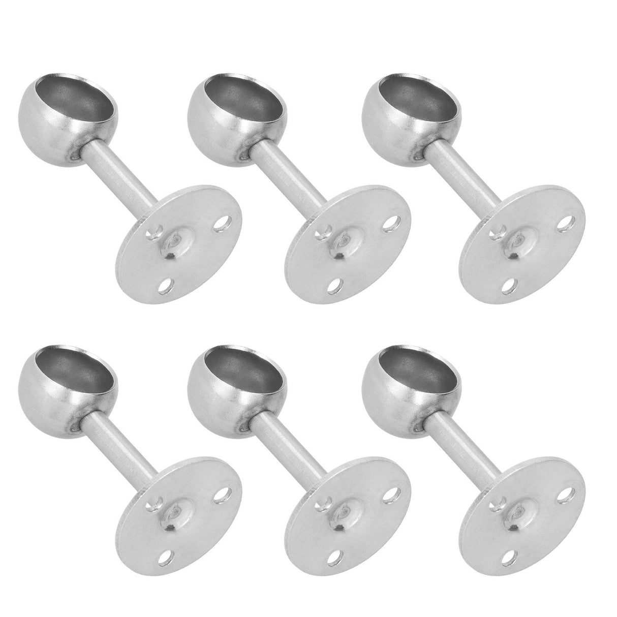 6Pcs Flanged Socket Stainless Steel Curtain Rod Brackets Wardrobe Pole Holder Hardware Fitting22 Half Pass