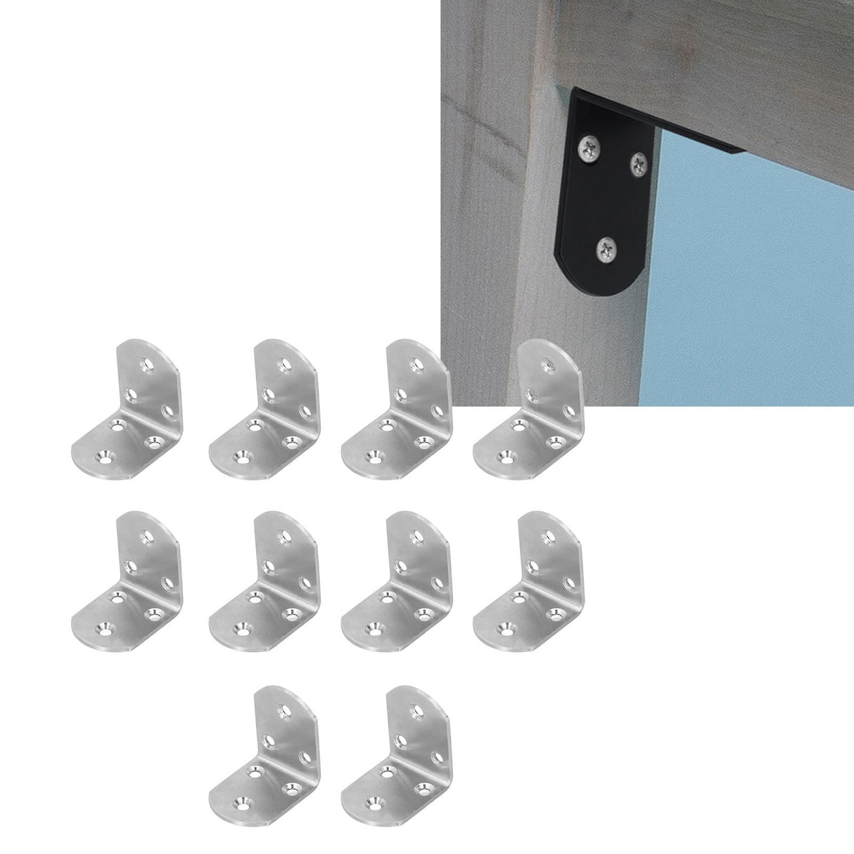 10Pcs Corner Brace Stainless Steel Thicken Right Angle Bracket Connector for Shelf FurnitureS