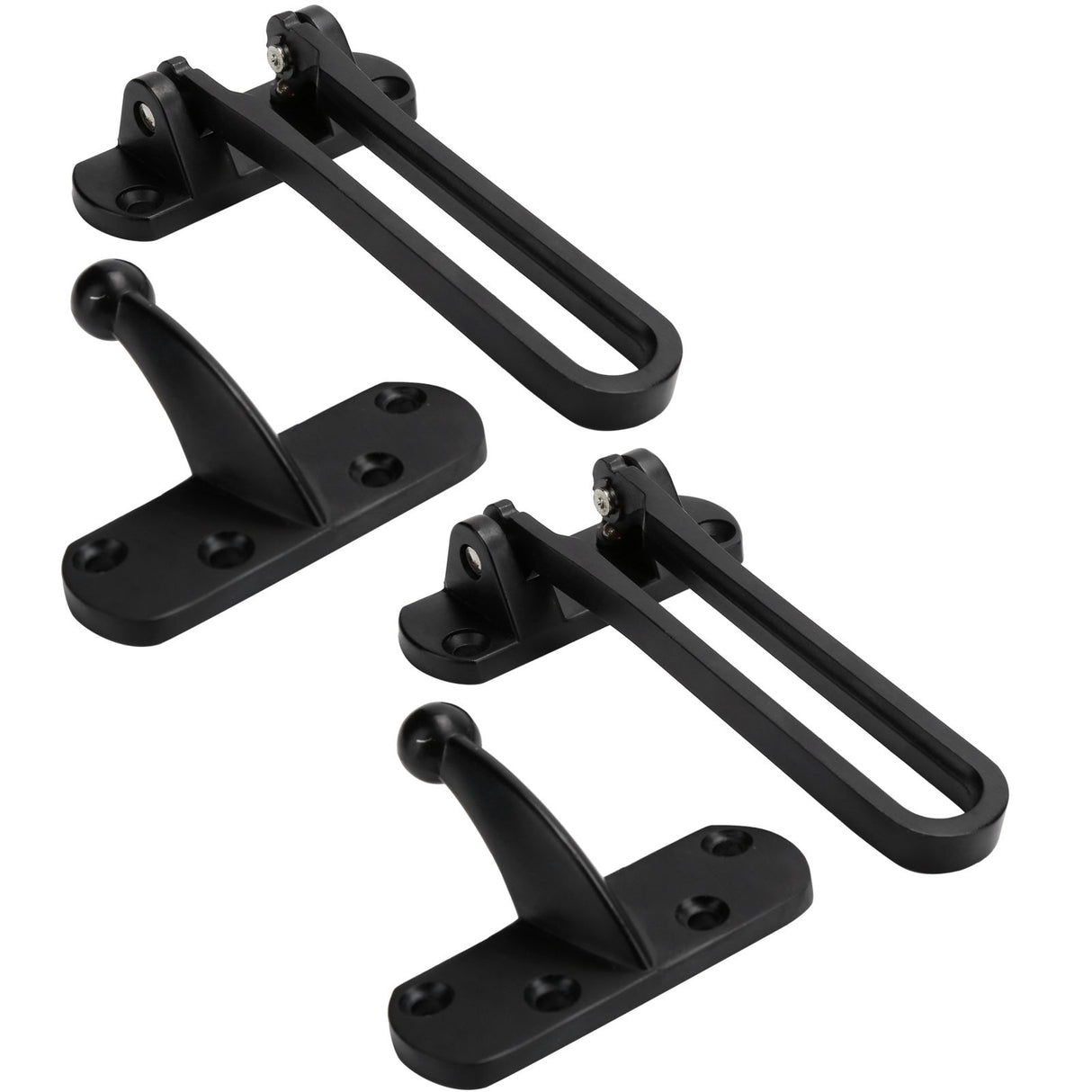 2Set Aluminum Alloy Antitheft Door Buckle Safety Chain Atype Bolt Anti Lock Insurance(black )