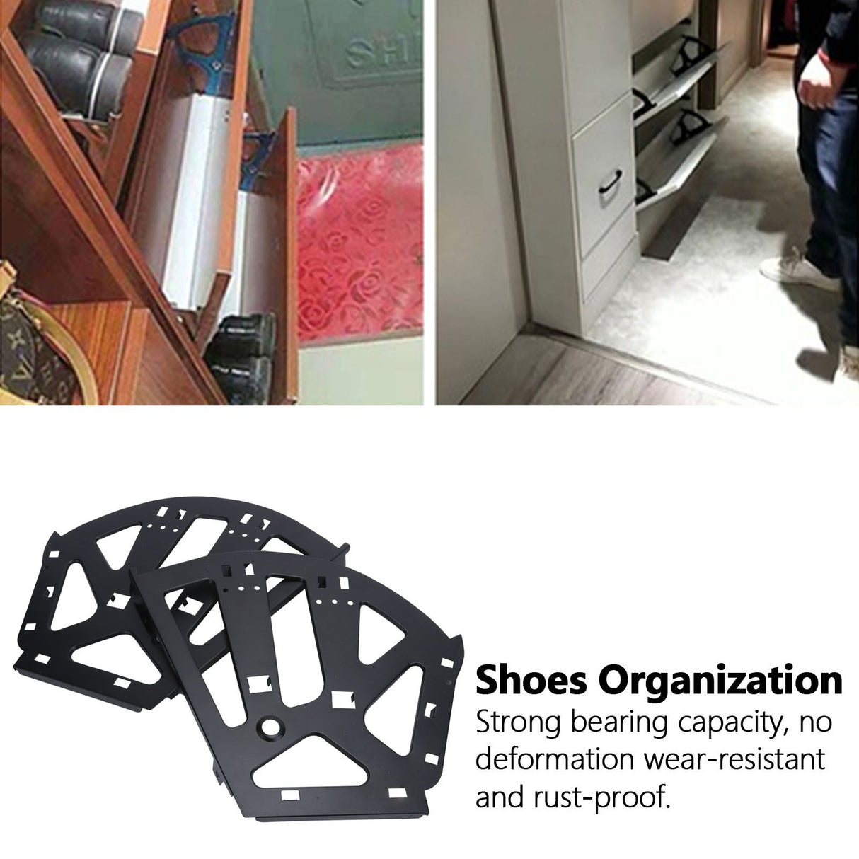 Shoes Cabinet Hinge Cold Rolled Steel 3-Layers Shoe Drawer Flip Rack Accessory Black