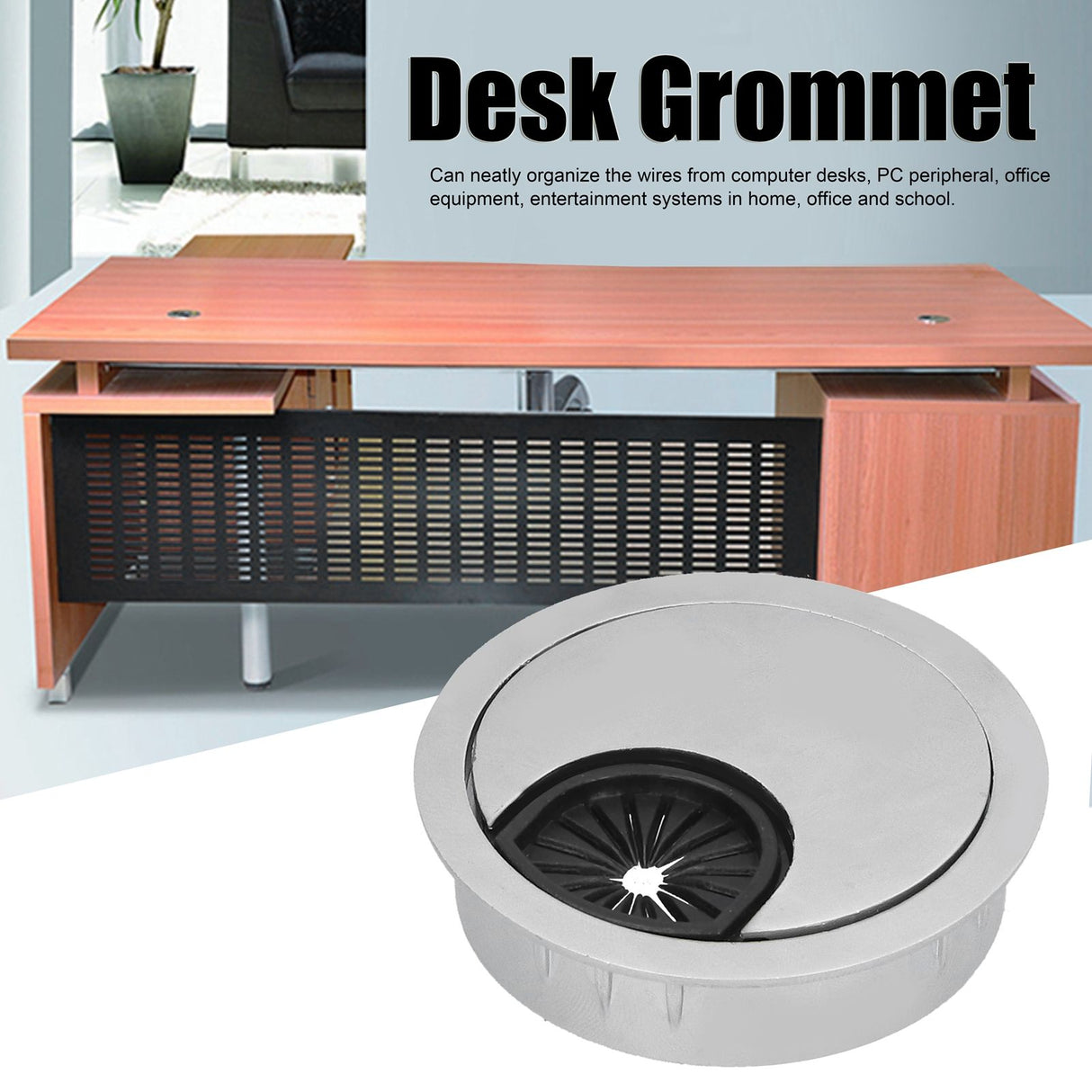 4 Set Desk Cable Wire Grommet PC Computer Desk Cord Grommet Cable Hole Cover Organizers50 Brushed