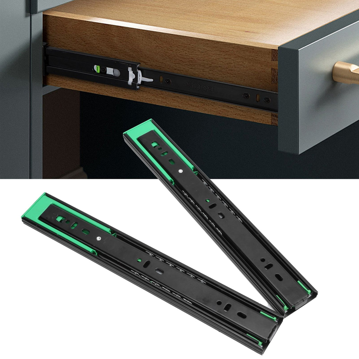Drawer Slide Cold Rolled Steel 3-Section Damping Ball Bearing Track Rail Furniture Hardware