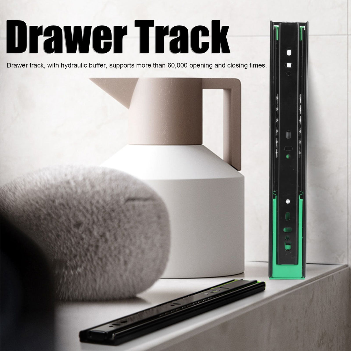 Drawer Slide Cold Rolled Steel 3-Section Damping Ball Bearing Track Rail Furniture Hardware