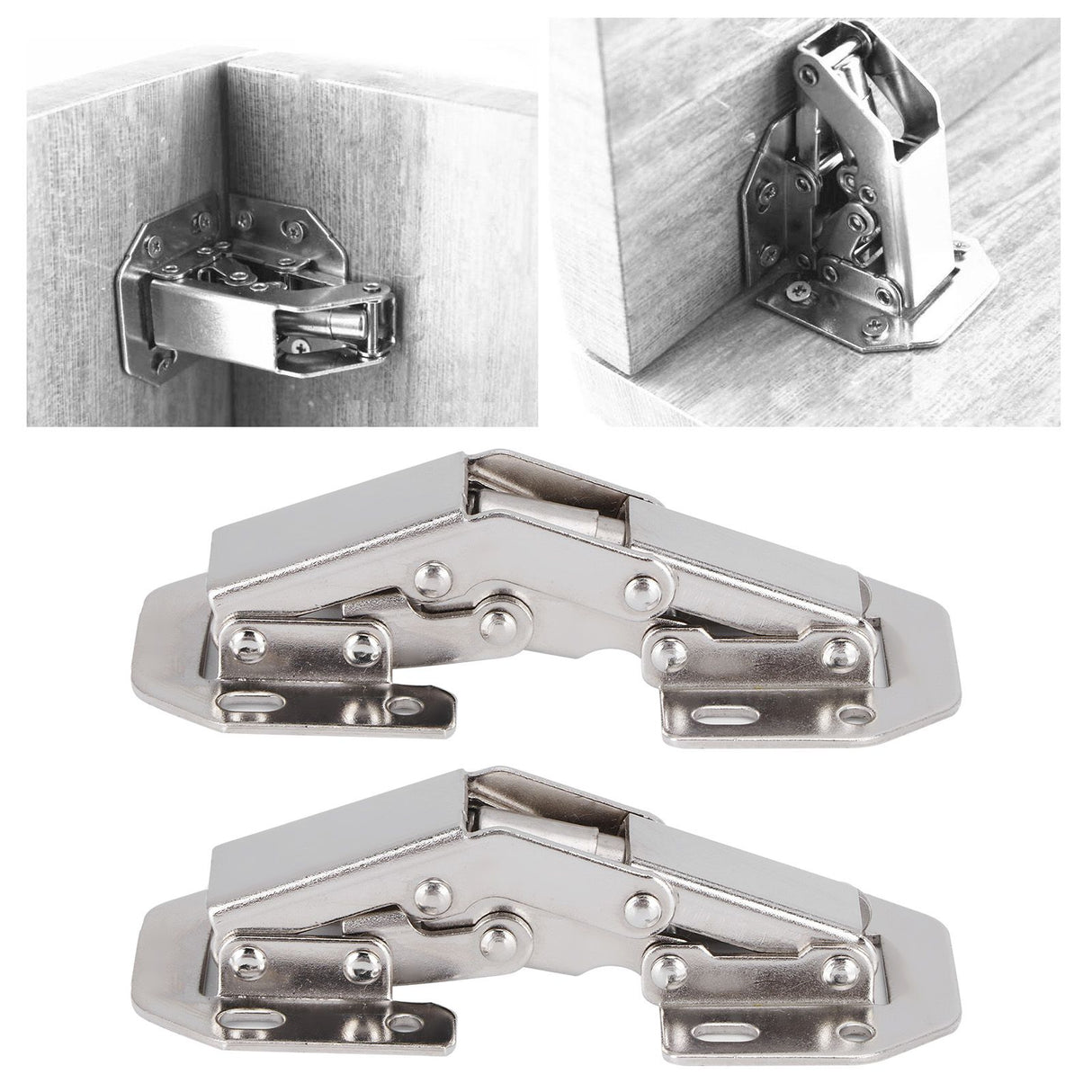 4Set Cabinet Hinges Bridge Shaped Door Hinge Kit for Cupboard Closet Wardrobe Furniture